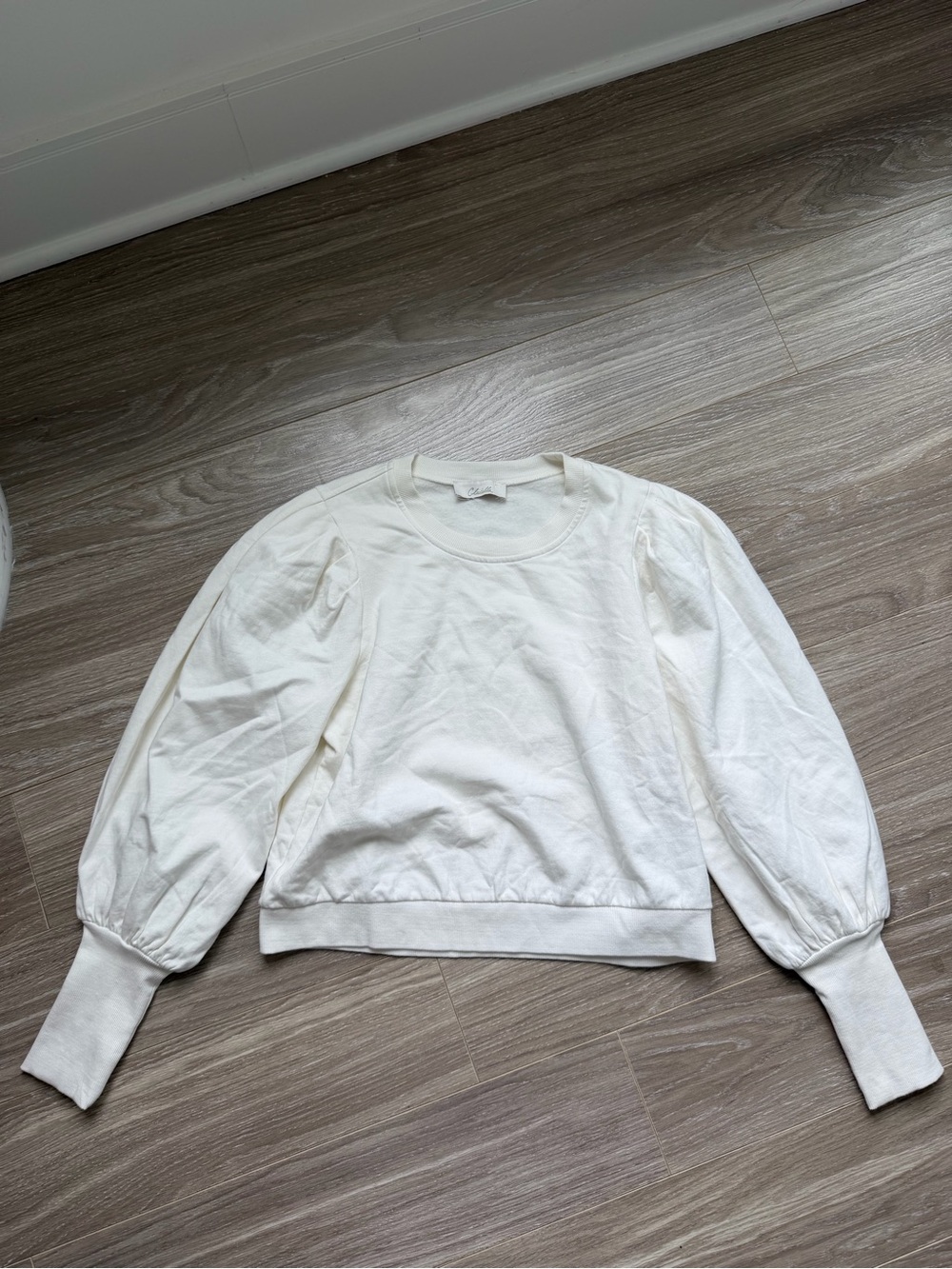 Cleobella Women’s Indi Sweater Ivory Cream Sz M 100% Organic Cotton Puff Sleeve